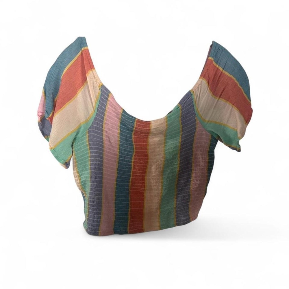 Pastel striped crop top size l 15" ptp (l4)